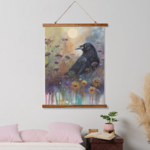 Handgemalt mit Wildblumen Wandteppich Mit Holzrahmen