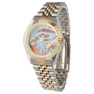 Handgemalt nach Anzahl Geliebte Delphine Armbanduhr