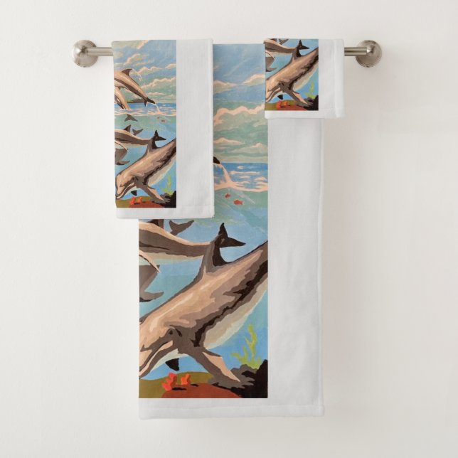Handgemalt nach Anzahl | Geliebte Delphine | Badhandtuch Set (Insitu)