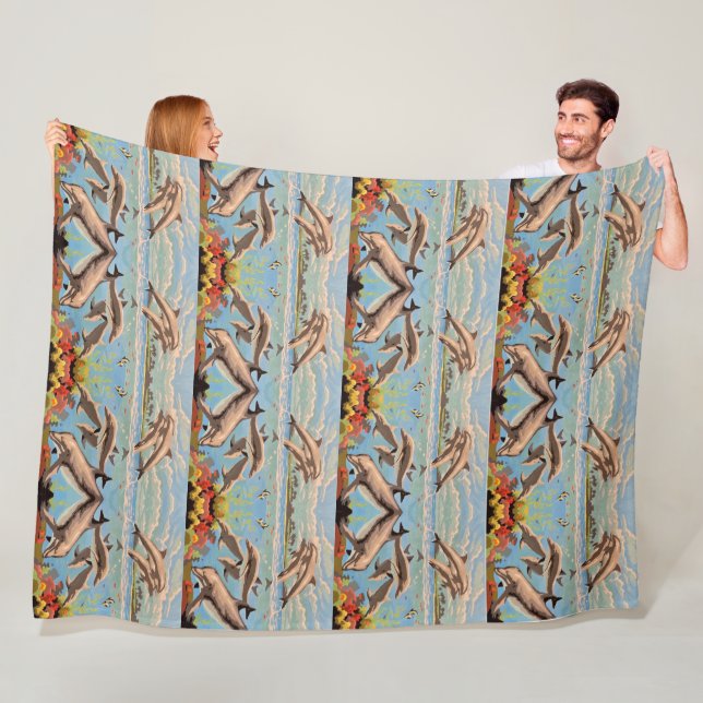 Handgemalt nach Anzahl | Geliebte Delphine | Fleecedecke (Beispiel)