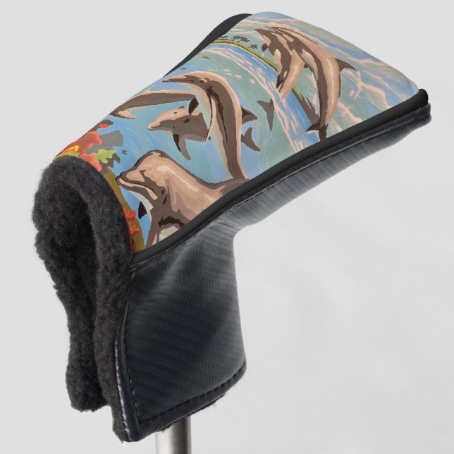 Handgemalt nach Anzahl | Geliebte Delphine | Golf Headcover (3/4 Vorderseite)