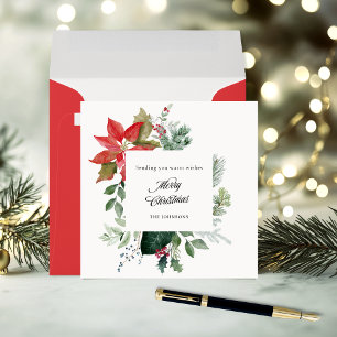 Handgemalt Poinsettia Botanische Frohe Weihnachten