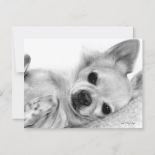 Handgemalt Relaxtes Chihuahua-Kunstwerk Postkarte
