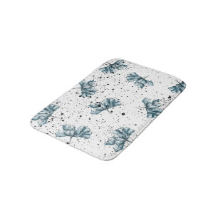 Handgemalt Stahl Blau Blumenmuster Badematte