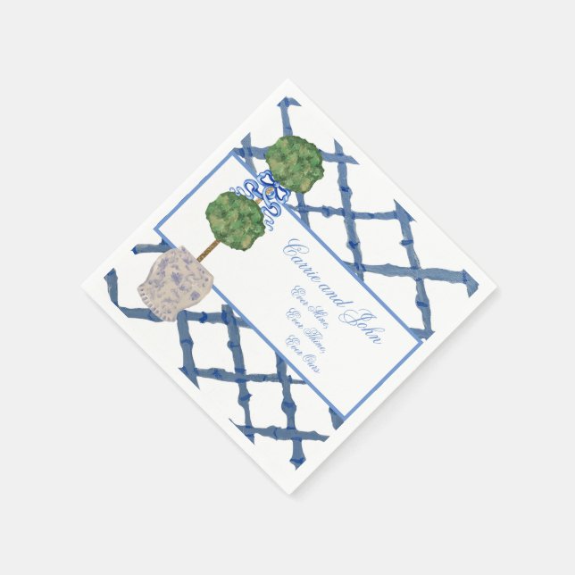 Handgemalt Topiary Chinoiserie Ginger Jar Jars Serviette (Ecke)