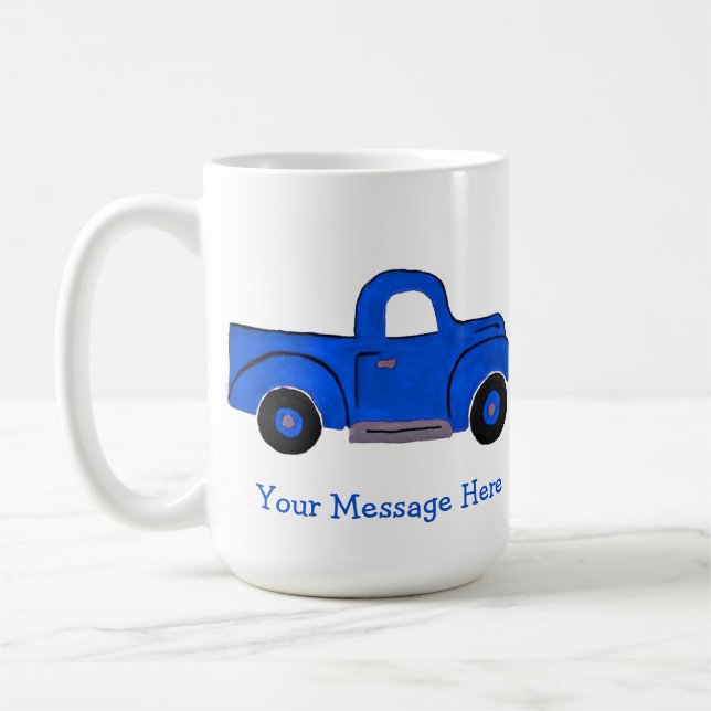 Handgemalt Vintages Blue Truck Design Kaffeetasse (Links)
