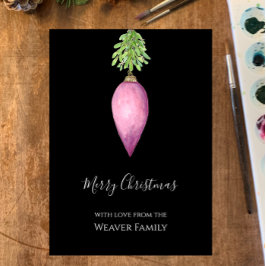 Handgemalt Wasserfarbe Rosa Weihnachtsbaum Feiertagskarte