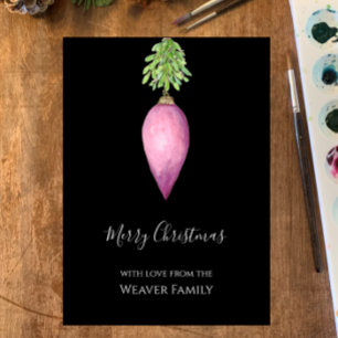 Handgemalt Wasserfarbe Rosa Weihnachtsbaum Feiertagskarte