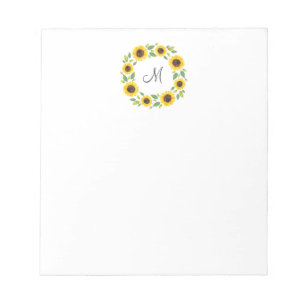 Handgemalt Wasserfarben Sonnenblumenkranz Notizblock