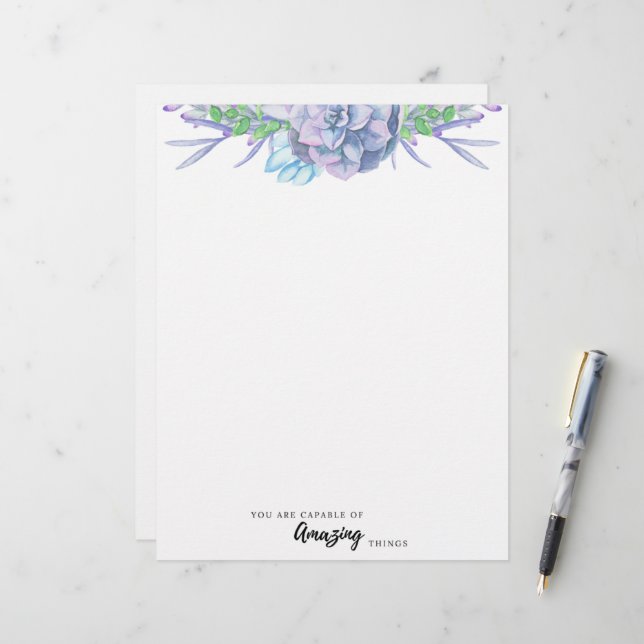 Handgemalt Wasserfarben Sukkulentes, ungestrichene (Vorderseite/Rückseite Beispiel)