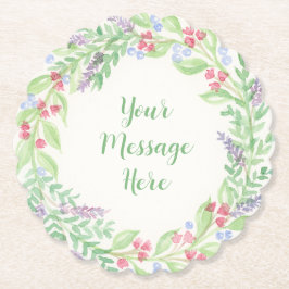 Handgemalt Wasserfarbenblumenreath Untersetzer