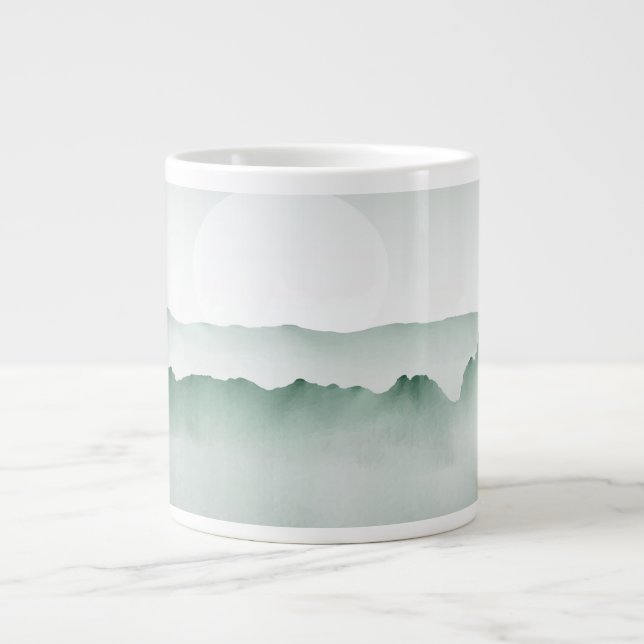 Handgemalt Wasserfarbengebirge Landschaft Jumbo-Tasse (Vorderseite)
