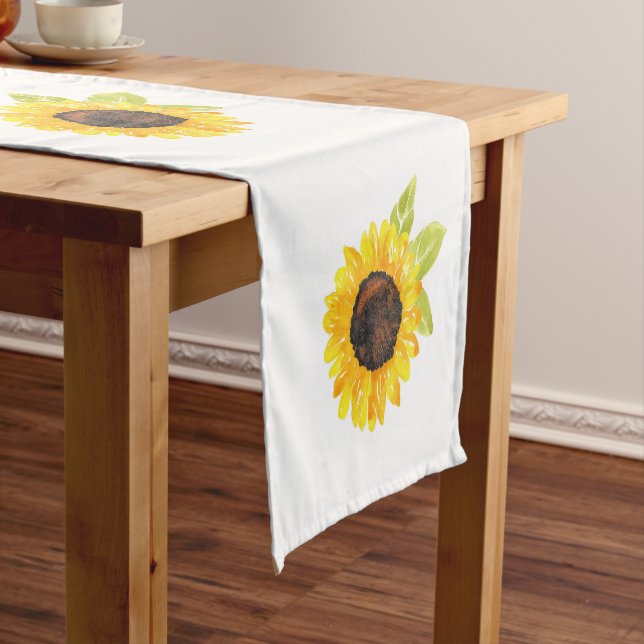Handgemalt Watercolor Sonnenblumenmuster Kurzer Tischläufer (Beispiel)