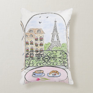Handgemalt Whimsical Paris Eiffel Tower rechts Dekokissen