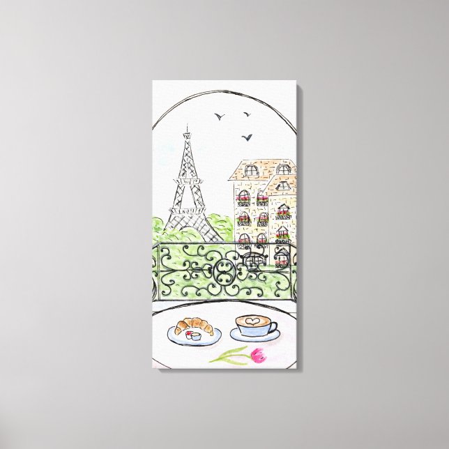 Handgemalt Whimsical Paris Eiffel Tower rechts Leinwanddruck (Vorderseite)