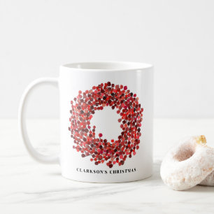 Handgemalt Winterberry Kranz Weihnachten Kaffeetasse
