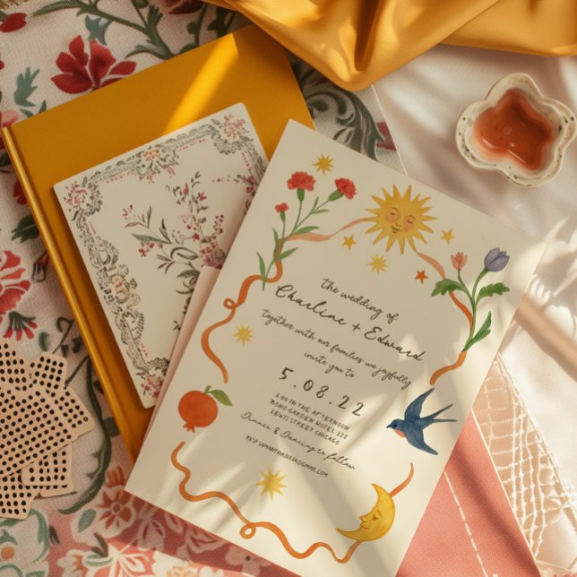 Handgemalt Zeichnend Hochzeit Einladung (Von Creator hochgeladen)