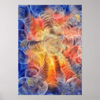 Handgemalte abstrakte Energie strahlende Spiral-Ku Poster