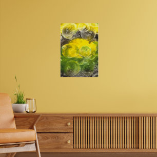 Handgemalte abstrakte Kunst Gelb und Grün Poster