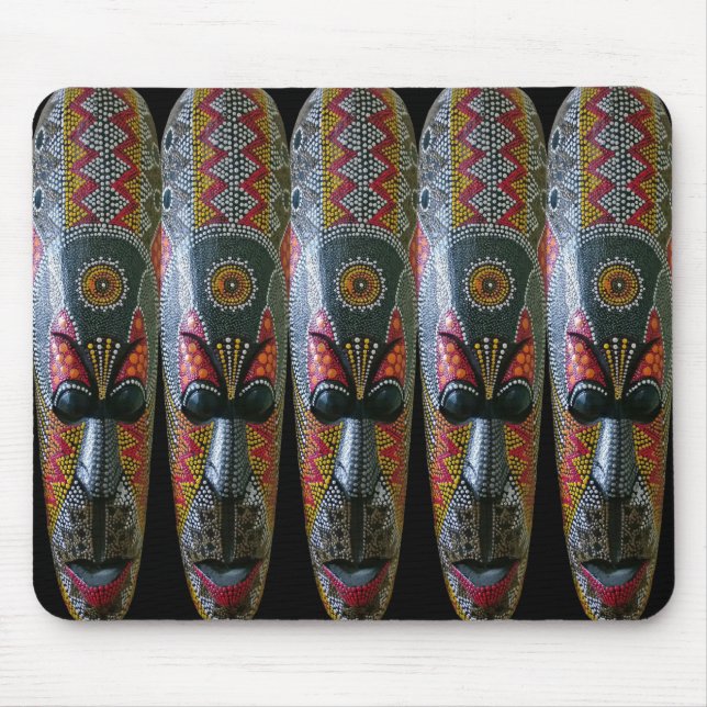 Handgemalte afrikanische Stammes- Maske Mousepad (Vorne)