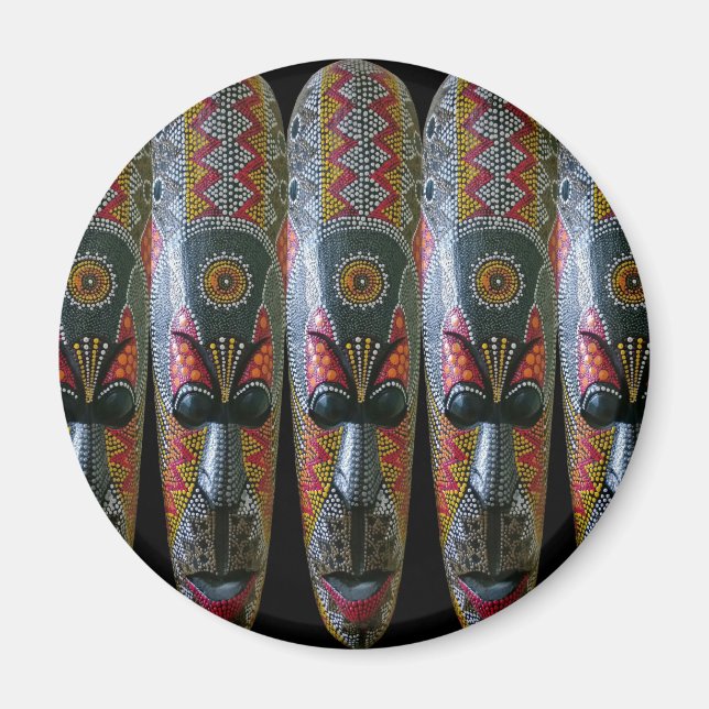 Handgemalte afrikanische Stammesmaske Magnet (Vorne)