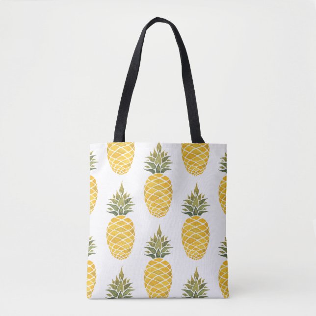 Handgemalte Ananas: Aquarell Nahtlos. (Vorderseite)