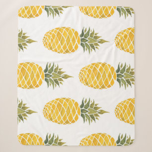 Handgemalte Ananas: Aquarell Nahtlos. Sherpadecke