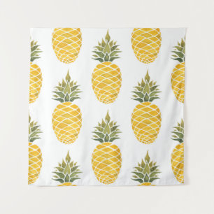 Handgemalte Ananas: Aquarell Nahtlos. Wandteppich