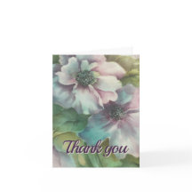 Handgemalte Anemonen-Karte "Danke" — geklappt,
