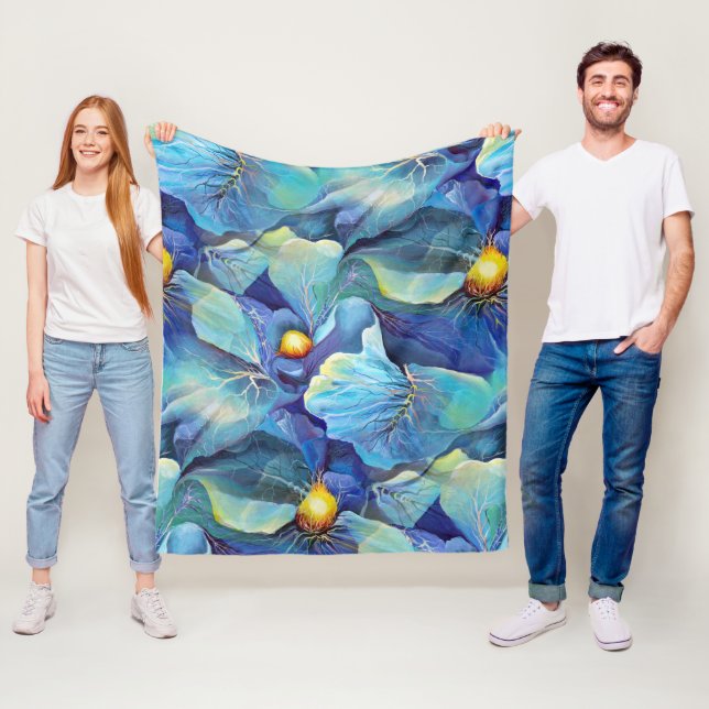 Handgemalte Aqua und Blues Fleecedecke (Beispiel)