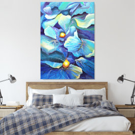 Handgemalte Aqua und Blues Leinwanddruck