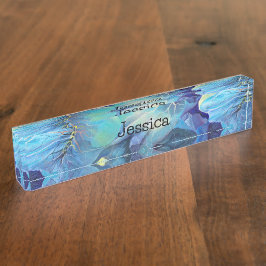 Handgemalte Aqua und Blues Namensplakette