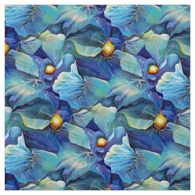 Handgemalte Aqua und Blues Vibes Stoff (Muster)