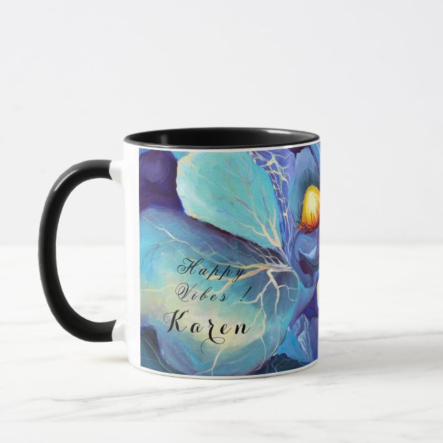 Handgemalte Aqua und Blues Vibes Tasse (Links)