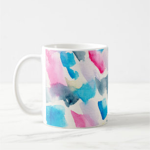 handgemalte Aquarell-Abstrakt-Pinselstriche Hinter Kaffeetasse