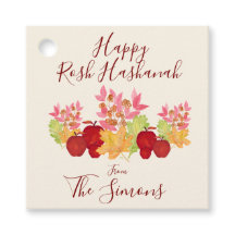 Handgemalte Aquarell-Blätter Äpfel Rosh Hashanah