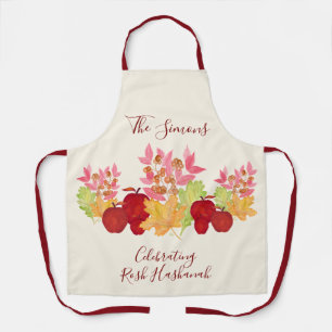 Handgemalte Aquarell-Blätter Äpfel Rosh Hashanah Schürze