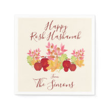 Handgemalte Aquarell-Blätter Äpfel Rosh Hashanah