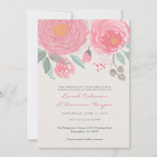 Handgemalte Aquarell-Blumen-Hochzeitseinladung Einladung