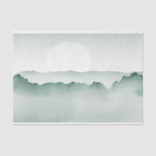 Handgemalte Aquarell-Gebirgslandschaft Seidenpapier