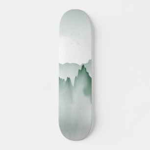 Handgemalte Aquarell-Gebirgslandschaft Skateboard
