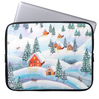 Handgemalte Aquarellbilder des Winters Laptopschutzhülle