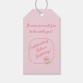 Handgemalte Aquarellfarben-Rose BIRTHDAY Geschenkanhänger