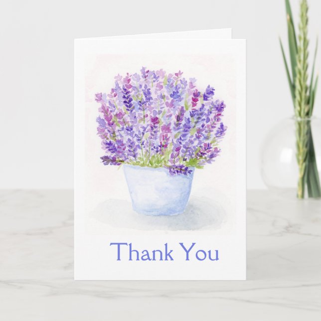 Handgemalte Aquarelllavender Floral DANK IHNEN (Vorderseite)
