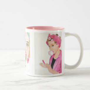 Handgemalte Art 3 Gemälde Lady Coffee Tasse Cup