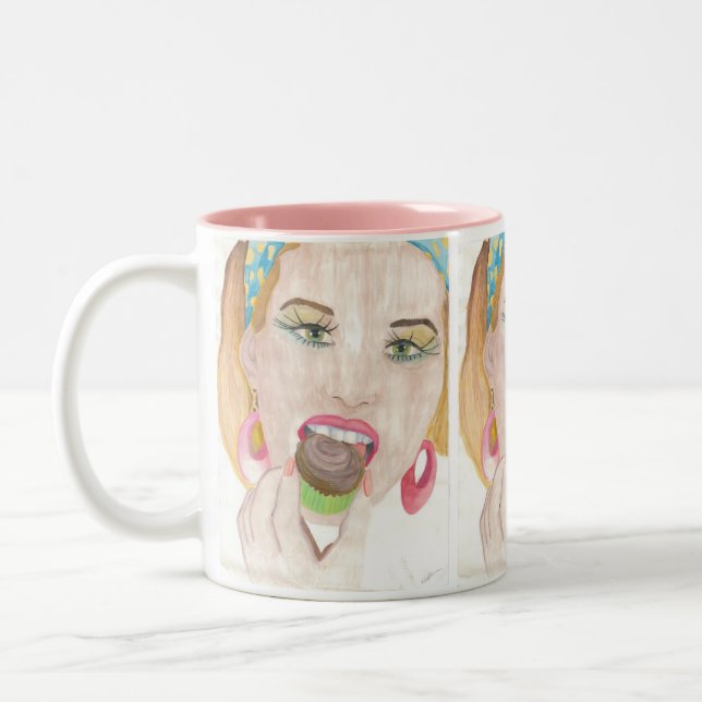 Handgemalte Art Cupcake Lady Coffee Tasse Cup (Links)
