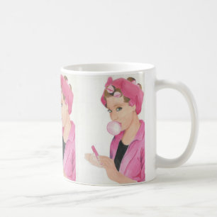 Handgemalte Art Pink Lady Coffee Tasse Cup