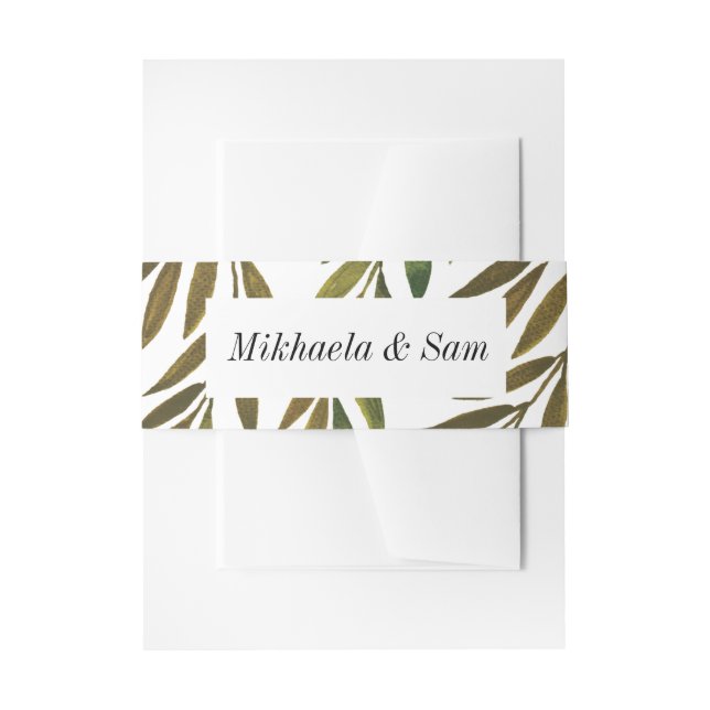 Handgemalte Blätter für Hochzeitsfeiern Einladungsbanderole (Vorderseite Beispiel)