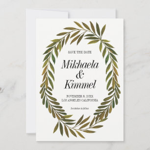 Handgemalte Blätter Save the Date Einladung