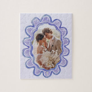 Handgemalte, blau geschmolzene ovale Fotos Puzzle